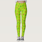 Lime Green Ski Tricks Pattern Kerstmis Leggings (Voorkant)