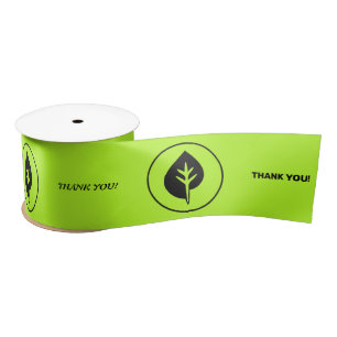 Lime Green Small Business Custom Logo & Text Satijnen Lint