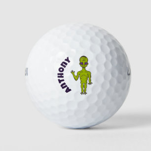 Lime Green Space Alien, speciaal gepersonaliseerd Golfballen
