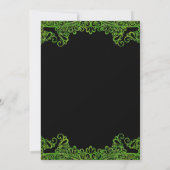 Lime Green Sparkle Glitter Lace Black Wedding Kaart (Achterkant)