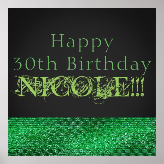 Lime Green Sparkle Modern Glam Sequin Party Banner Poster (Voorkant)