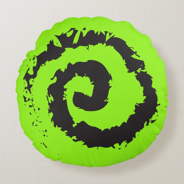 LIME GREEN SPIRAL Round Sierkussen Rond Kussen (Voorkant)