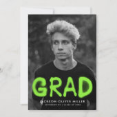 Lime Green Spray Paint Photo Graduparty Kaart (Voorkant)