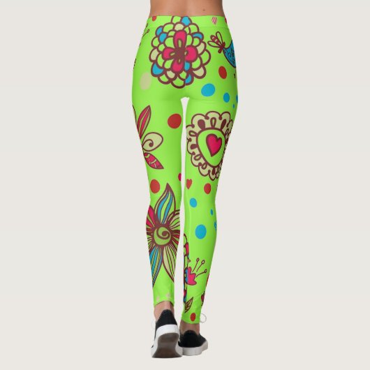 Lime Green Spring Time Leggings (Achterkant)