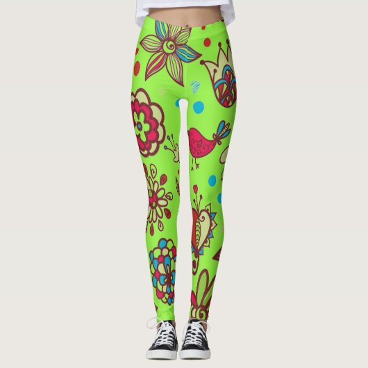 Lime Green Spring Time Leggings (Voorkant)