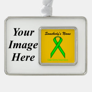 Lime Green Standard Ribbon Tmpl (H-I) van K Yoncic Verzilverd Omlijst Ornament