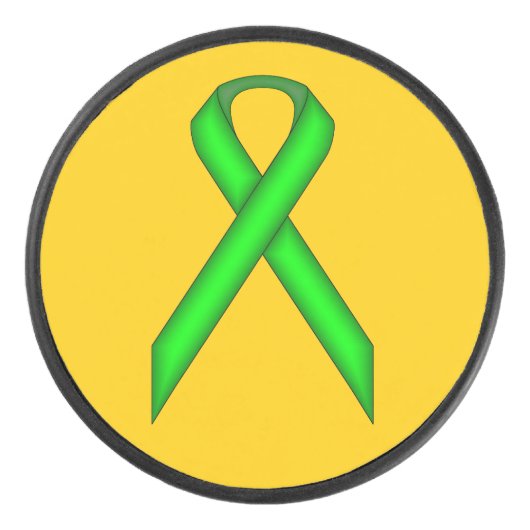 Lime Green Standard Ribbon van Kenneth Yoncich Hockey Puck (Voorkant)