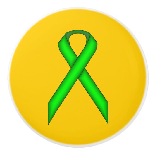 Lime Green Standard Ribbon van Kenneth Yoncich Keramische Knop (Voorkant)