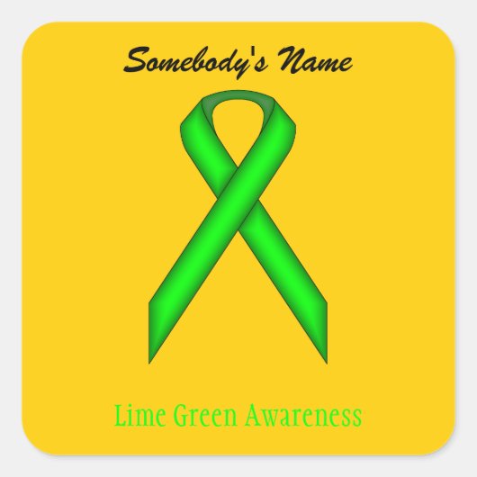 Lime Green Standard Ribbon van Kenneth Yoncich Vierkante Sticker (Voorkant)