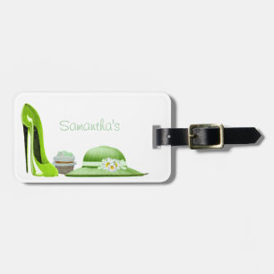 Lime Green Stiletto Shoe, Cupcake en Pet Art Bagagelabel