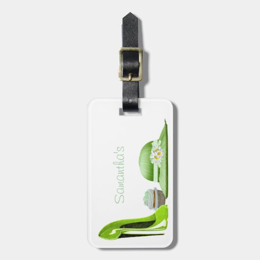 Lime Green Stiletto Shoe, Cupcake en Pet Art Bagagelabel (Voorkant verticaal)