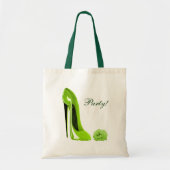 Lime Green Stiletto Shoe en Roos Tote Bag (Voorkant)