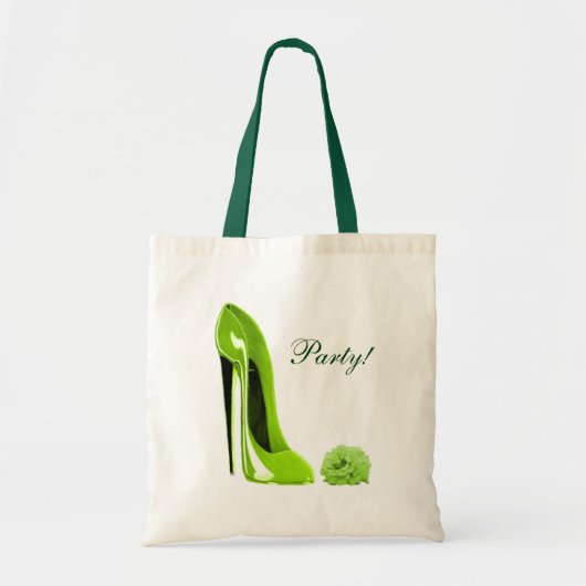 Lime Green Stiletto Shoe en Roos Tote Bag (Voorkant)