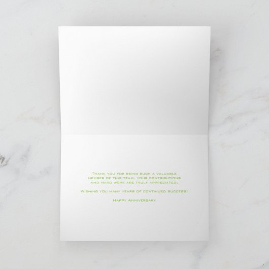 Lime Green Stippen Employee Jubileum Card Bedankkaart (Binnen)