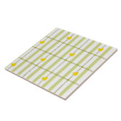 Lime Green Stripe and Yellow Hearts  Tegeltje (Zijkant)