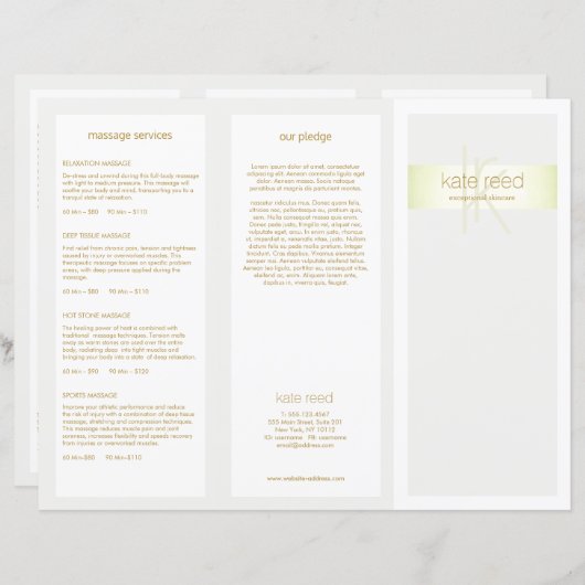 Lime Green Stripe Hair Salon Spa TriFold Brochure (Voorkant / Achterkant)