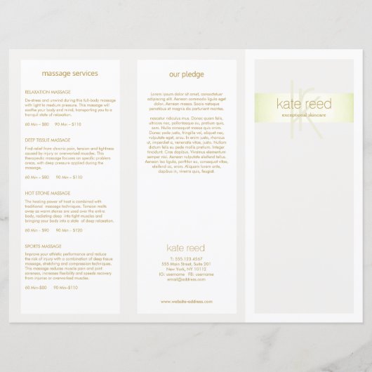 Lime Green Stripe Hair Salon Spa TriFold Brochure (Voorkant)