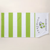Lime Green Stripe Persoonlijk Beach House Strandlaken (Voorkant)