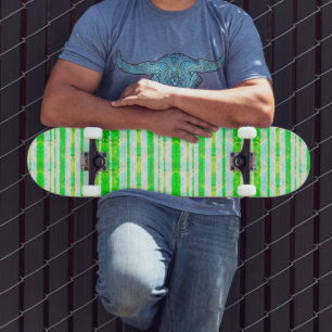 Lime Green Stripe Skateboard