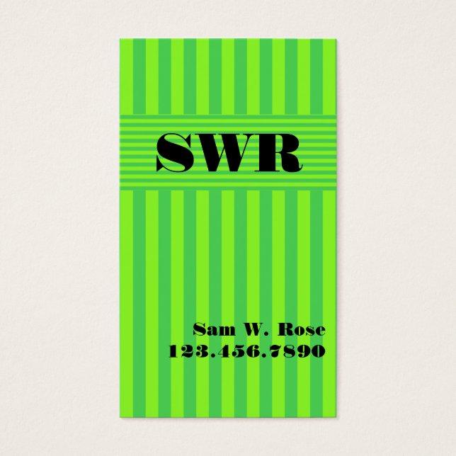 Lime Green Stripe Visitekaartjes (Voorkant)