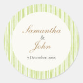 Lime Green Stripe Wedding Envelope Seal Sticker (Voorkant)