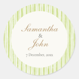 Lime Green Stripe Wedding Envelope Seal Sticker