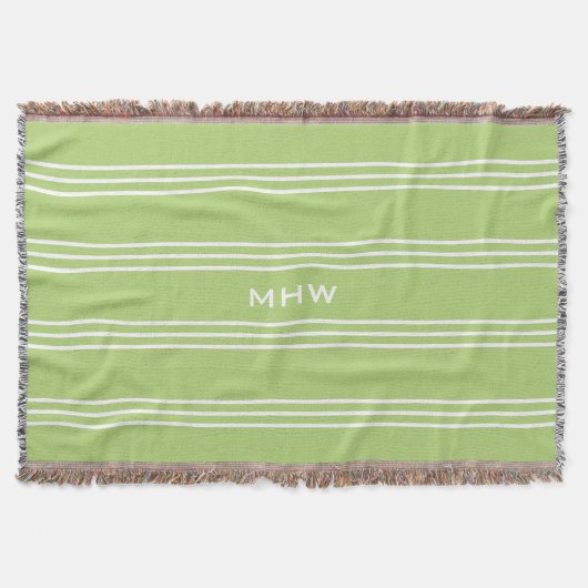 Lime Green Stripes aangepast monogram deken (Voorkant)