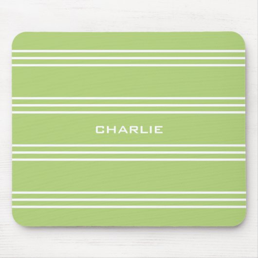 Lime Green Stripes aangepast monogram mousepad Muismat (Voorkant)