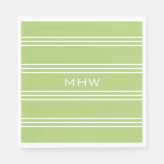 Lime Green Stripes aangepast monogram papier serve Servetten (Voorkant)