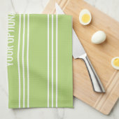 Lime Green Stripes aangepaste keukenhanddoek (Quarter Fold)