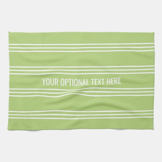 Lime Green Stripes aangepaste keukenhanddoek (Horizontaal)