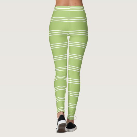 Lime Green Stripes aangepaste monogram leggings (Achterkant)