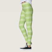 Lime Green Stripes aangepaste monogram leggings (Links)