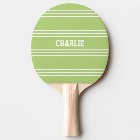 Lime Green Stripes aangepaste monogram-peddel Tafeltennisbatje (Voorkant)