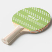 Lime Green Stripes aangepaste monogram-peddel Tafeltennisbatje (Voorkant Gekanteld)