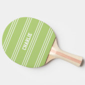 Lime Green Stripes aangepaste monogram-peddel Tafeltennisbatje (Zijkant)