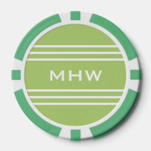 Lime Green Stripes aangepaste monogram poker chips