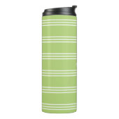 Lime Green Stripes aangepaste monogram tumbler Thermosbeker (Gedraaid links)