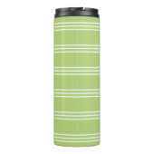 Lime Green Stripes aangepaste monogram tumbler Thermosbeker (Achterkant)
