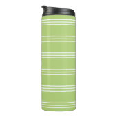 Lime Green Stripes aangepaste monogram tumbler Thermosbeker (Geroteerd rechts)