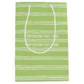 Lime Green Stripes aangepaste tekst geschenkzakken Medium Cadeauzakje (Voorkant)