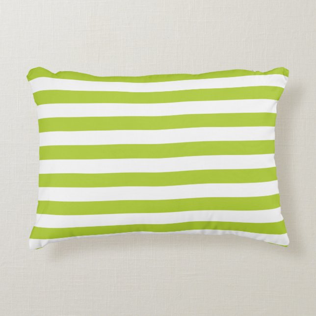 Lime Green Stripes Decoratief Kussen (Voorkant)