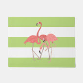 Lime Green Stripes en Flamingo's Deurmat (Voorkant)