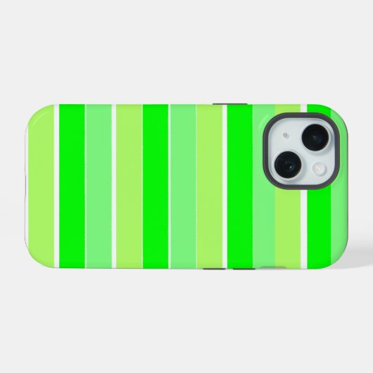 Lime Green Stripes iPhone 15 Case (Achterkant horizontaal)