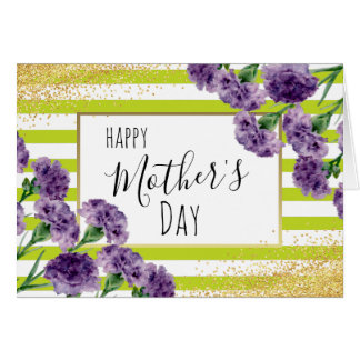 Lime Green Stripes Paarse anjers Gold Confetti