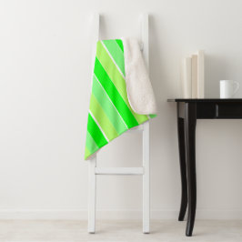 Lime Green Stripes Sherpa Deken