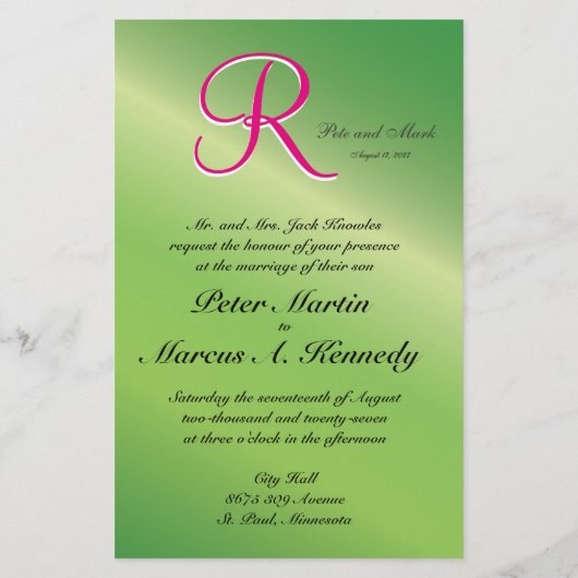 Lime Green Stylized Budget Wedding Uitnodiging (Achterkant)