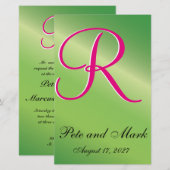 Lime Green Stylized Budget Wedding Uitnodiging (Voorkant / Achterkant)