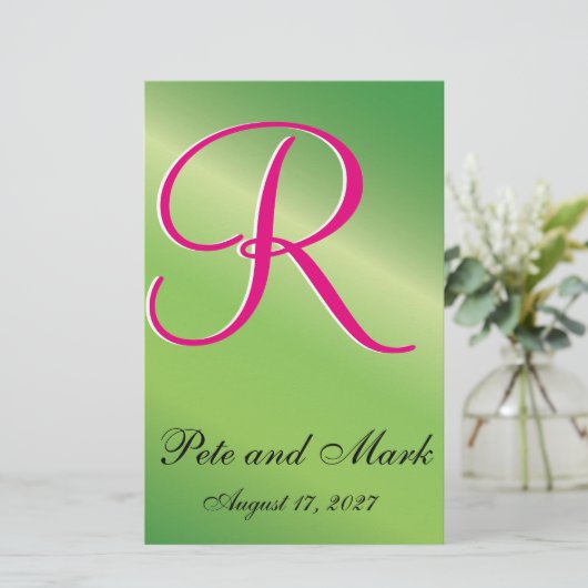 Lime Green Stylized Budget Wedding Uitnodiging (Staand voorkant)