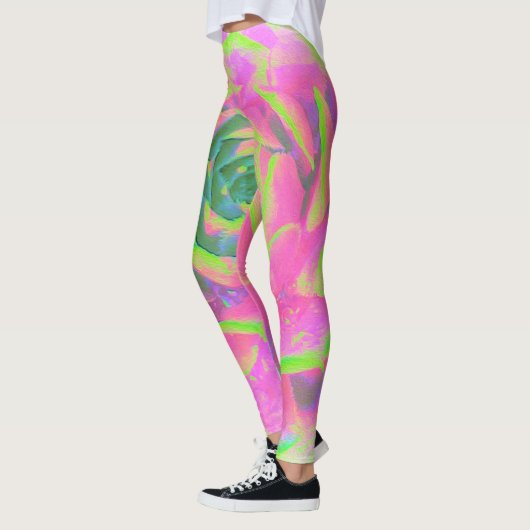 Lime Green Succulent Sedum Detail Leggings (Links)